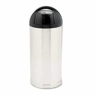 Round Top Stainless Steel Waste Receptacle, 15 Gallon