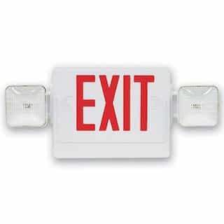 LED Emergency Exit Sign & Light Combo w Red Letter, White