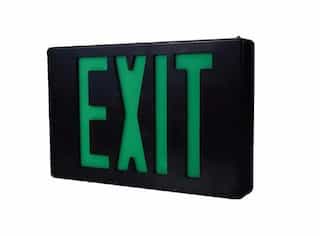 Black LED Exit Sign w Green Letter & Battery Backup