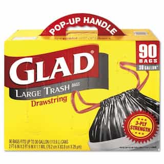 Large Drawstring Trash Bags ForceFlex with Clorox, 30 Gallon, Black, 50  Count