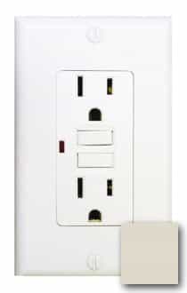 15 Amp GFCI Receptacle Outlet w LED, Almond