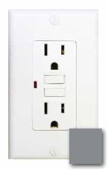 15 Amp GFCI Receptacle Outlet w LED, Gray