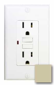 15 Amp GFCI Receptacle Outlet w LED, Ivory
