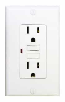 15 Amp GFCI Receptacle Outlet w LED, White