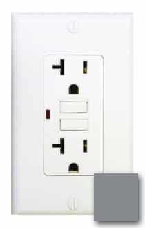 20 Amp GFCI Receptacle Outlet w LED, Gray