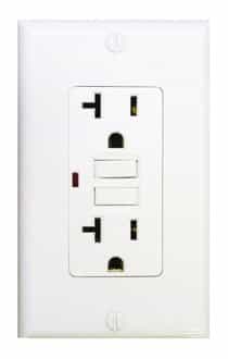 20 Amp GFCI Receptacle Outlet w LED, White