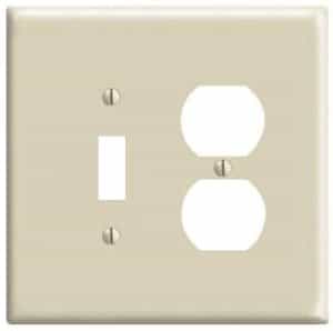 2-Gang Receptacles & Toggle Switch Wall Plate Combo, Ivory