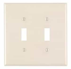 2-Gang Plastic Toggle Switch Wall Plate, Almond