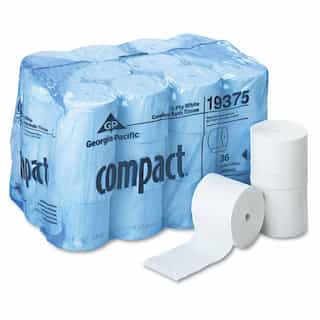 Compact White 6" Wide High-Capacity 2-Ply Coreless Bath Tissues