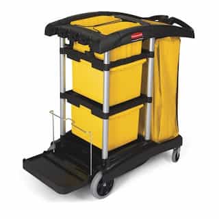 Black Microfiber Disinfecting Cart w/ Yellow 33 Gal Zippered Bag