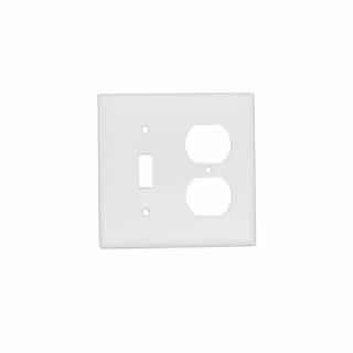 2-Gang Standard Toggle Switch & Duplex Outlet Combo Wall Plate, White