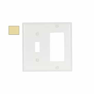 2-Gang Standard Toggle Switch & Decora Outlet Combo Wall Plate, Ivory