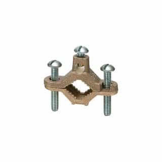 1/2-in to 1-in Bare Wire Ground Clamp w/ Steel Screws, Brass