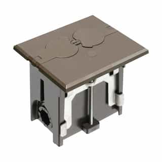 Adjustable Floor Box w/ Flip Lid & Receptacle, Rectangular, Brown