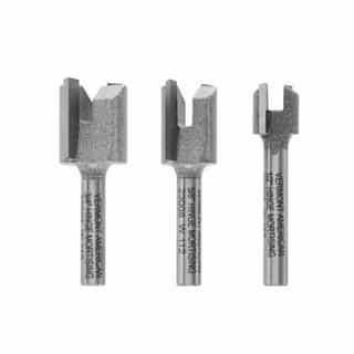 3 pc. Mortising Router Bit Set, Carbide Tipped, 1/4-in Shank