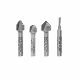 4 pc. Decorative Surfacing Router Set, Carbide Tipped, 1/4-in Shank