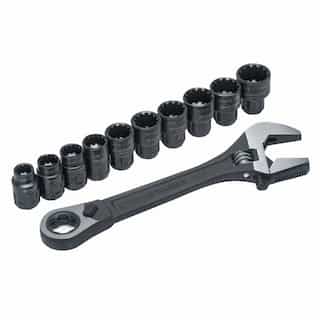 8 Inch Pass Through X6 Adjustable Wrench Set with 11 Pieces