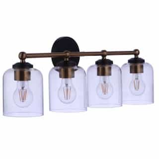 Coppa Vanity Light Fixture w/o Bulbs, 4 Lights, Flat Black/Satin Brass