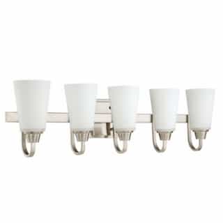 Craftmade Grace Vanity Light Fixture w/o Bulbs, 5 Lights, Nickel & Frosted Glass