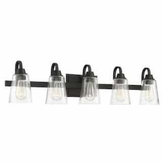 Grace Vanity Light Fixture w/o Bulbs, 5 Lights, Espresso & Seed Glass
