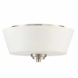 Grace Flush Mount Fixture w/o Bulbs, 2 Lights, Nickel & Frosted Glass