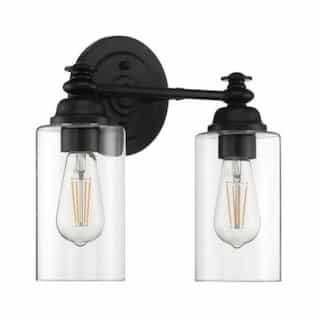 Craftmade Dardyn Vanity Light Fixture w/o Bulbs, 2 Lights, Flat Black & Clear
