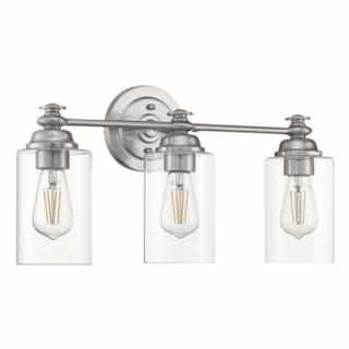 Craftmade Dardyn Vanity Light Fixture w/o Bulbs, 3 Lights, Nickel & Clear Glass
