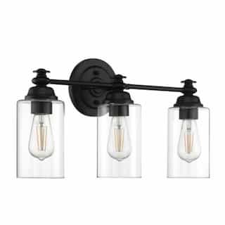 Craftmade Dardyn Vanity Light Fixture w/o Bulbs, 3 Lights, Flat Black & Clear