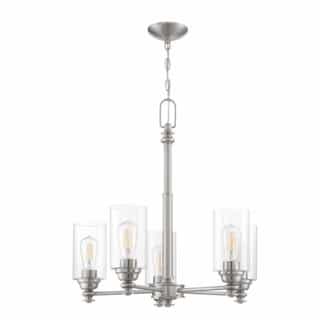 Dardyn Chandelier w/o Bulbs, 5 Lights, E26, Nickel & Clear Glass