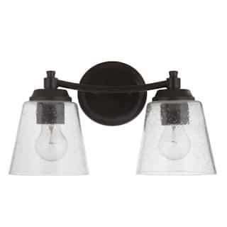Tyler Vanity Light Fixture w/o Bulbs, 2 Lights, E26, Flat Black