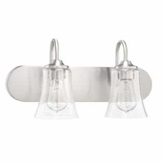 Gwyneth Vanity Light Fixture w/o Bulbs, 2 Lights, Nickel/Clear Glass