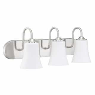 Craftmade Gwyneth Vanity Light Fixture w/o Bulbs, 3 Lights, Nickel/White Glass