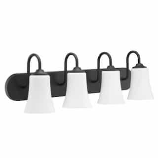Craftmade Gwyneth Vanity Light Fixture w/o Bulbs, 4 Lights, Flat Black/White