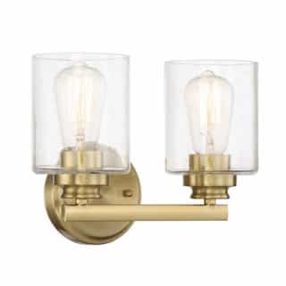 Craftmade Bolden Vanity Light Fixture w/o Bulb, 2 Light, Satin Brass/Clear Glass