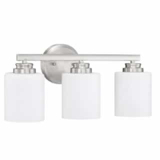 Craftmade Bolden Vanity Light Fixture w/o Bulbs, 3 Lights, Nickel/White Glass