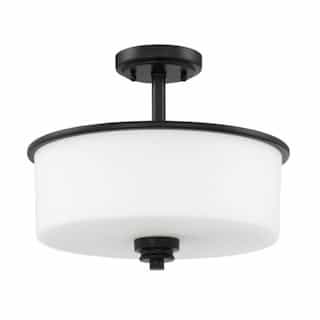 Bolden Semi Flush Fixture w/o Bulbs, 2 Lights, Flat Black/White Glass