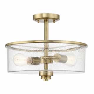 Craftmade Bolden Semi Flush Fixture w/o Bulbs, 2 Lights, Satin Brass/Clear Glass