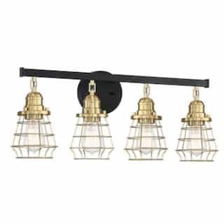Craftmade Thatcher Vanity Light Fixture w/o Bulbs, 4 Lights, Flat Black/Brass