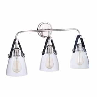 Hagen Vanity Light Fixture w/o Bulbs, 3 Lights, E26, Polished Nickel