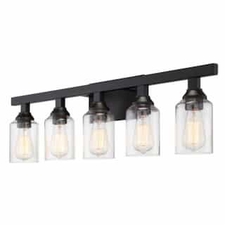 Chicago Vanity Light Fixture w/o Bulbs, 5 Lights, E26, Flat Black