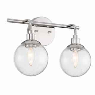 Que Vanity Light Fixture w/o Bulbs, 2 Lights, E12, Chrome