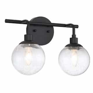 Que Vanity Light Fixture w/o Bulbs, 2 Lights, E12, Flat Black