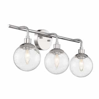 Que Vanity Light Fixture w/o Bulbs, 3 Lights, E12, Chrome