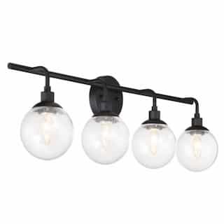 Que Vanity Light Fixture w/o Bulbs, 4 Lights, E12, Flat Black