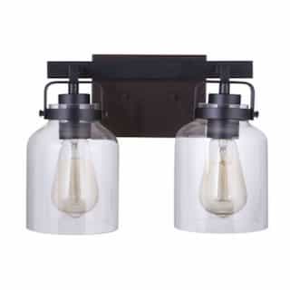 Craftmade Foxwood Vanity Light Fixture w/o Bulbs, 2 Lights, Flat Black/Dark Teak