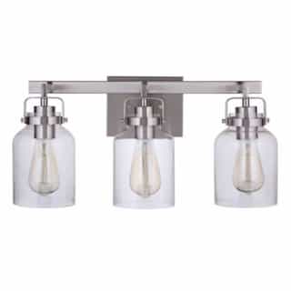 Foxwood Vanity Light Fixture w/o Bulbs, 3 Lights, E26, Polished Nickel