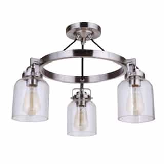 Foxwood Semi Flush Mount Fixture w/o Bulbs, 3 Lights, Polished Nickel