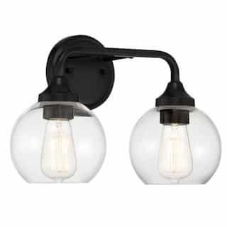 Glenda Vanity Light Fixture w/o Bulbs, 2 Lights, E26, Flat Black