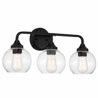 Glenda Vanity Light Fixture w/o Bulbs, 3 Lights, E26, Flat Black