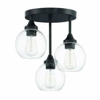 Craftmade Glenda Semi Flush Fixture w/o Bulbs, 3 Lights, E26, Flat Black
